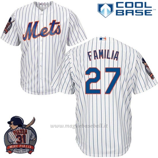 Maglia Baseball Uomo New York Mets Jeurys Familia Bianco Cool Base With Piazza
